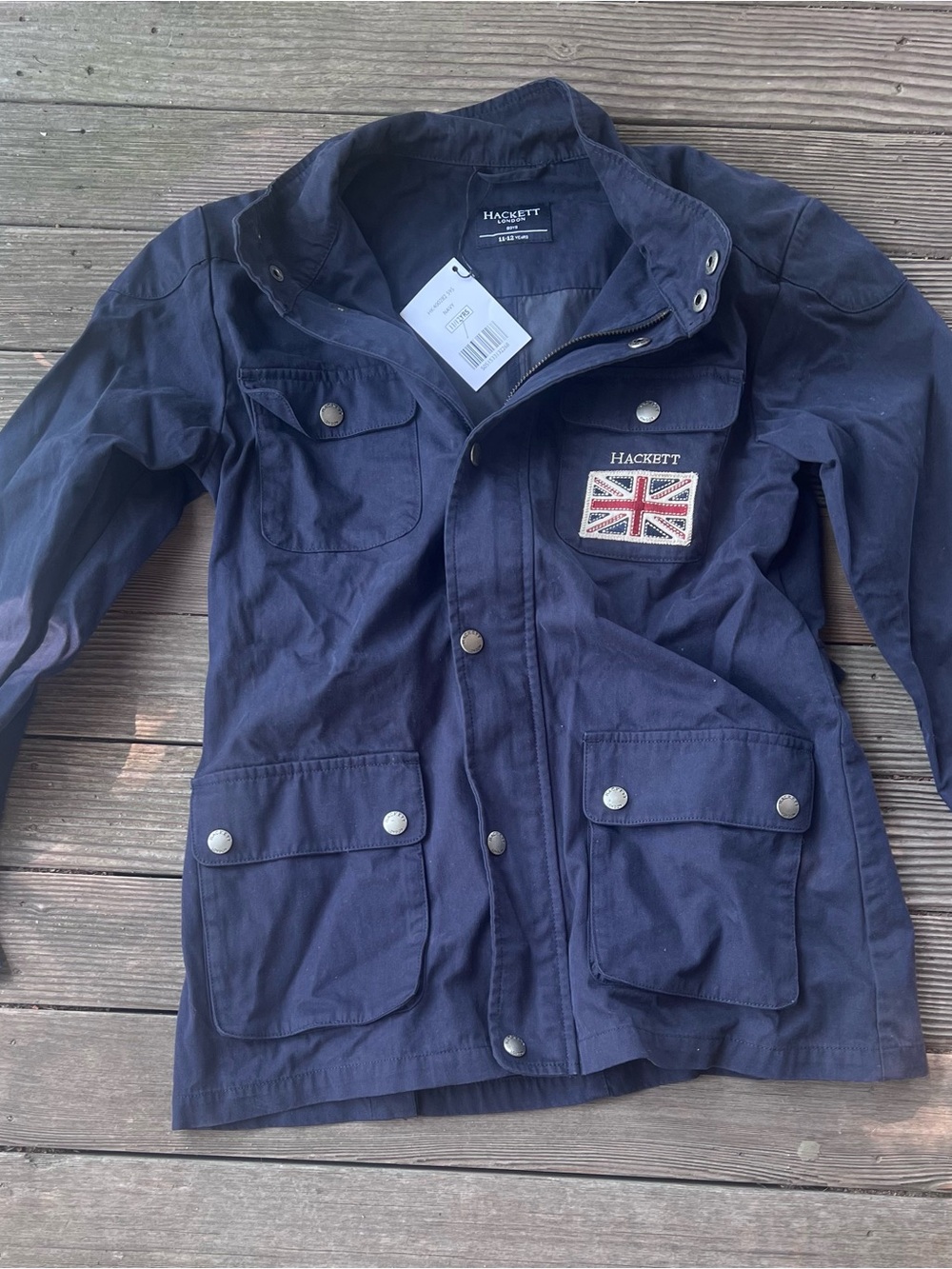 Hackett Navy Kids Barn Jacket with Union Jack Patch